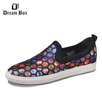 夏季透气真皮男鞋英伦印花厚底休闲鞋韩版板鞋单鞋男款套脚懒人鞋