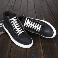 DreamBox钧博秋季英伦拉链复古做旧厚底男士高帮皮鞋潮男板鞋