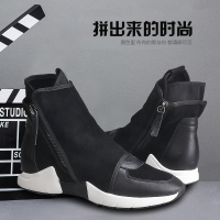 DreamBox钧博英伦秋季新款真皮侧拉链男士高帮皮鞋休闲板鞋潮鞋