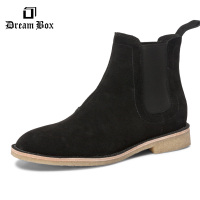 DreamBox钧博秋冬英伦真皮高帮休闲皮靴复古反绒切尔西靴男短靴