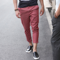 2016夏装新款 男士微弹成衣染色九分裤休闲小脚男韩版潮百搭长裤