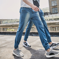 男裤1003牛仔裤男春夏薄 男士弹力宽松束脚裤运动裤小脚裤 哈伦裤