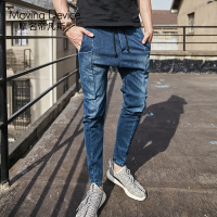 摩名帝凡斯春新款男士哈伦小脚裤超弹牛仔裤修身牛仔长裤