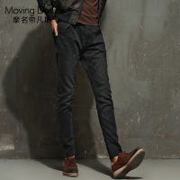 2016新款黑色修身小脚洗水牛仔裤男士韩版修身牛仔长裤微弹松紧带