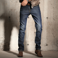 秋冬款男士黑色带绒修身弹力加厚加绒牛仔裤男小脚韩版潮男裤冬款