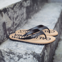 绛天日韩版男士夹脚拖鞋 防滑户外沙滩鞋 木纹人字拖 旅游度假海边游泳凉拖 柔软舒适创意男拖