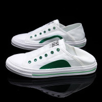 绛天两穿帆布鞋男网红潮流板鞋懒人穿的青年透气无后跟踩跟鞋一脚蹬驾车鞋