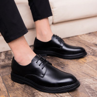 绛天 尖头皮鞋男士韩版潮商务正装休闲鞋英伦上青年班西装婚鞋黑色 黑色