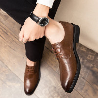 绛天 皮鞋男士商务休闲鞋英伦潮流尖头青年正装德比鞋韩版增高西装婚鞋