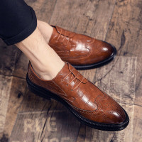 绛天 布洛克皮鞋青年男士商务正装西装休闲鞋英伦韩版潮流德比婚鞋