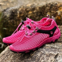 夏天免系带网眼鞋子出差暴走耐穿涉水鞋薄款网布透气一脚蹬男士户外溯溪鞋网鞋女野外情侣徒步鞋攀岩鞋