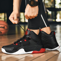 绛天青少年篮球鞋摩擦有声音的鞋中帮长舌球鞋橡胶底防滑打球运动鞋透气网面蓝球波鞋高中生初中生学生跑步鞋