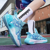 绛天 高中生篮球鞋男士高帮透气网面运动鞋水泥地弹跳鞋实战打蓝球鞋子青少年战靴初一初二初三学生跑步鞋