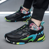 高中生好看的篮球鞋秋冬季长舌头男鞋青少年弹力校园运动鞋厚底高邦跑步鞋年轻人球靴防水防雨皮面蓝球鞋