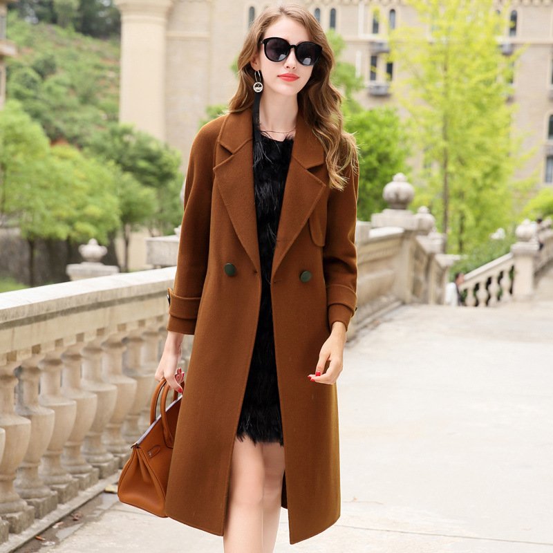 莉妮吉尔大衣女中长款秋冬优雅双面呢子收腰苏力羊驼绒羔羊绒外套女冬