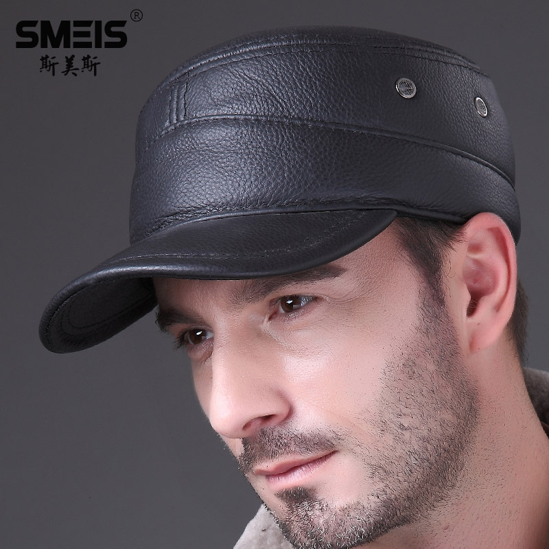 男帽真皮帽子男秋冬新款男士皮帽休闲户外海宁皮军帽男式牛皮中年帽子