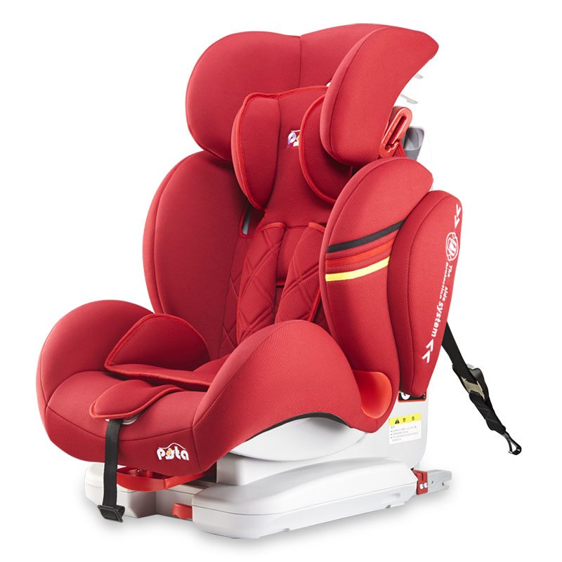PISTA德国皮斯塔 汽车儿童安全座椅isofix接口加宽加大9个月-12岁宝宝可坐可躺 普尔德 红色