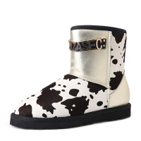Lucky Ozasec 欧美时尚马毛工艺奶牛纹保暖雪地靴 潮流 女士 冬靴子 L15DX613