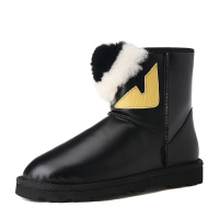 Lucky Ozasec 时尚小鸟光面头层皮羊毛保暖雪地靴 女士舒适 靴子 L15DX618