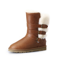 Lucky Ozasec 羊皮毛一体防水打蜡皮皮带扣高筒雪地靴 L15DX680