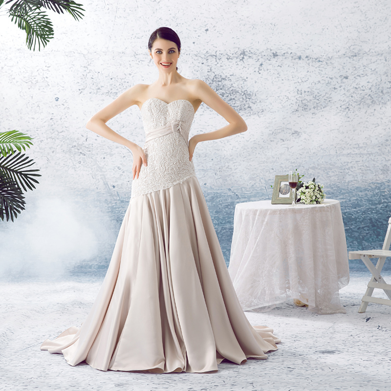 婚纱礼服女2016新款晚礼服长裙抹胸a摆拖尾敬酒服伴娘礼服定制