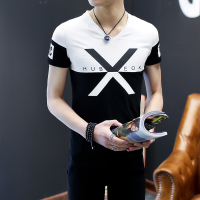 男士T恤夏季男士短袖T恤男士V领日系T恤男潮牌韩版修身体恤夏季半袖上衣服男装诺妮梦