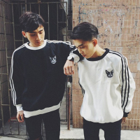 青年春季秋冬加绒加厚连帽男士卫衣学生韩版潮流印 花运动休闲套头衣服诺妮梦