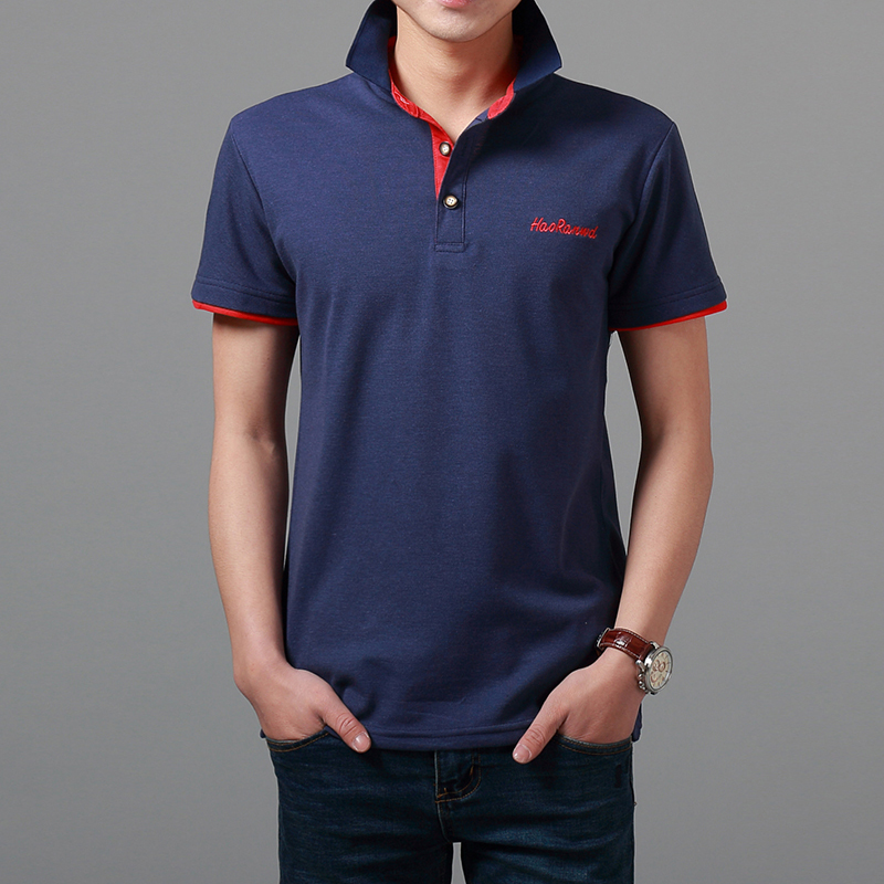 男士polo衫新款夏季青年韩版有领短袖t恤男修身大码休闲带领翻领商务
