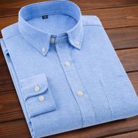 男士衬衫 长袖60%棉秋韩版宽松长袖牛仔衬衫 男士青年修身牛津纺含棉衬衣 诺妮梦