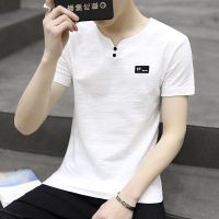 短袖男士T恤秋季v领学生韩版体恤男装潮流上衣服男 诺妮梦