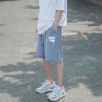 系绳秋季牛仔短裤男松紧腰港风五分潮牌百搭青少年学生潮流裤子诺妮梦