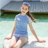 女童女大童儿童泳装女孩2021新款分体保守学生少女甜美专业游泳衣诺妮梦