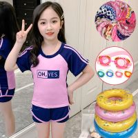 儿童游泳衣女童运动款分体裤裤式小学生泳衣小中大童连体温泉泳装诺妮梦