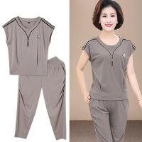 40岁-50岁妈妈装套装中年女短袖T恤上衣中老年人女装衣服诺妮梦