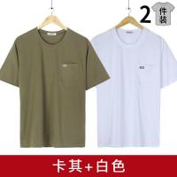 中年男士短袖T恤圆领宽松中老年人爸爸装汗衫半袖真口袋诺妮梦