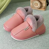儿童棉拖鞋冬季保暖PU防水防滑小孩男女童室内居家中大童包跟棉鞋诺妮梦诺妮梦