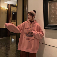 超火cec加绒加厚连帽卫衣女秋冬韩版宽松慵懒风学生长袖上衣外套诺妮梦