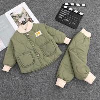秋冬新款宝宝棉衣套装男女童夹棉两件套中小童洋气厚款家居服套装聿垣格