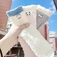 秋冬季加绒加厚保暖珊瑚绒可爱地毯地板袜家居睡眠月子袜子女中筒诺妮梦