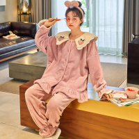 大码睡衣女珊瑚绒秋冬季加绒加厚保暖公主风学生法兰绒宽松居家服聿垣格