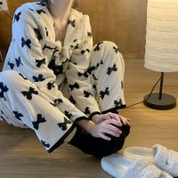 ins珊瑚绒睡衣女秋冬加绒加厚法兰绒网红长袖长裤保暖家居服套装聿垣格