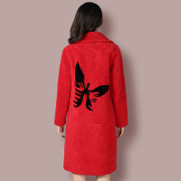 佑诗2016冬季新款羊羔毛皮草外套女中长款蝴蝶羊剪绒大衣反季清仓