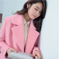 迷人盒子 2017年 冬季韩版毛呢外套女韩范长袖中款 靓显瘦大衣中长款学生...