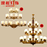 澳松 别墅客厅大吊灯 复式楼中楼梯大吊灯新中式中国风古典大气创意锌合金古铜色红木色会所酒店工程吊灯