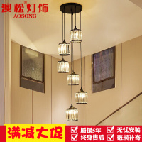 澳松 楼梯吊灯长吊灯时尚简约led水晶复式楼客厅大吊灯餐厅吧台楼卧室客厅灯欧式水晶复式楼中楼长吊灯