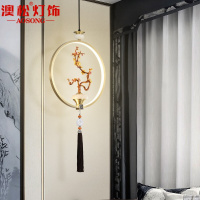 澳松 新中式全铜小吊灯简约轻奢单头卧室床头灯具中国风餐厅吧台led灯具