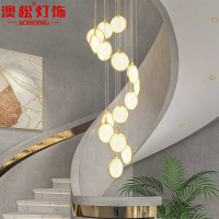 澳松旋转楼梯吊灯时尚轻奢简约酒店公寓挑空复式楼客厅大别墅长吊灯具