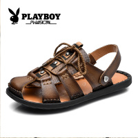 花花公子2016新款夏季包头凉鞋男休闲沙滩凉鞋 罗马鞋复古CX39048