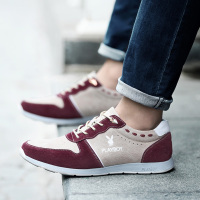 花花公子男鞋 男士真皮反绒皮日常休闲男潮鞋系带圆头鞋子CX39006