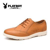 花花公子 男士休闲皮鞋复古英伦布洛克雕花男鞋牛津鞋真皮CX39017